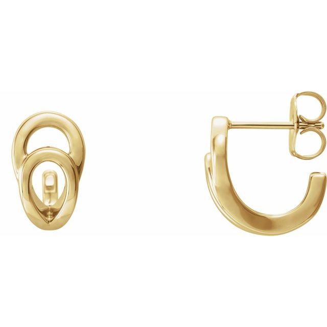 14K Yellow Geometric J-Hoop Earrings 1
