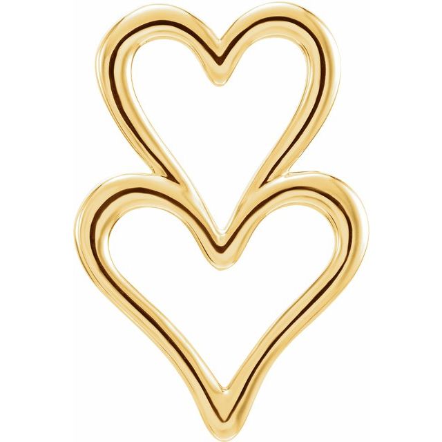 14K Yellow Double Heart Slide Pendant 1