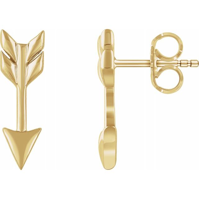 14K Yellow Arrow Earrings 1