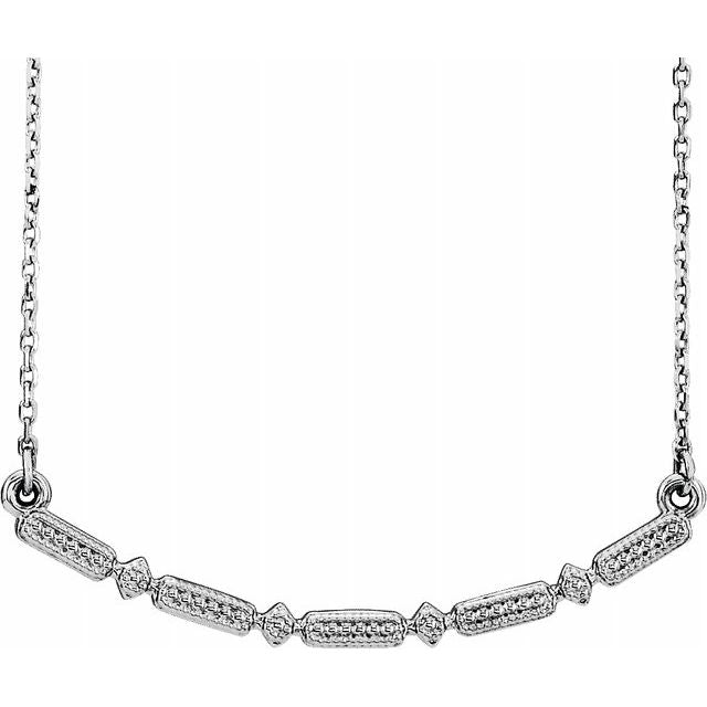Sterling Silver Beaded Bar 16-18" Necklace 1