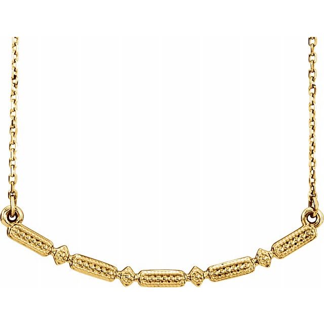 14K Yellow Beaded Bar 16-18" Necklace 1