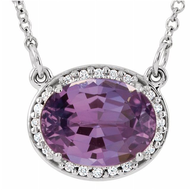 14K White Amethyst & .05 CTW Diamond 16.5" Necklace 1