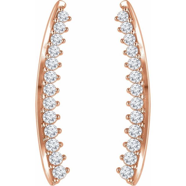 14K Rose 1/3 CTW Diamond Ear Climbers 2