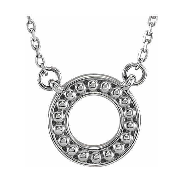 Sterling Silver Beaded Circle 16-18" Necklace 1