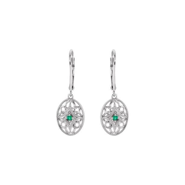 Sterling Silver Emerald Lever Back Earrings 2