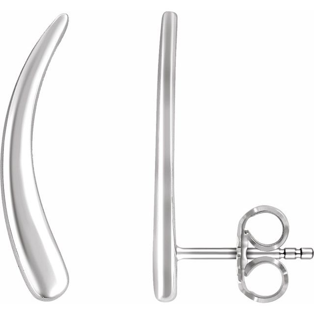 14K White Curved Ear Climbers 1