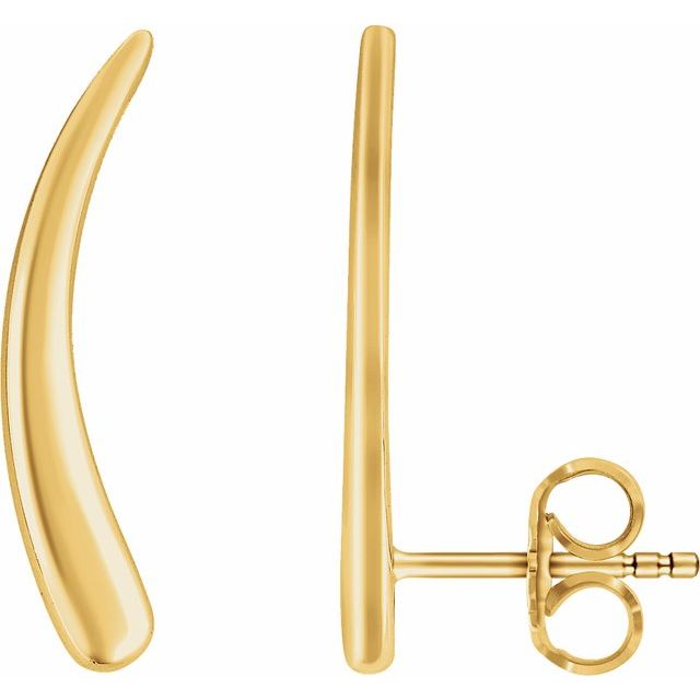 14K Yellow Curved Ear Climbers 1