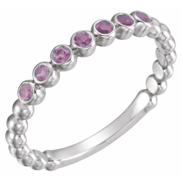 14K White Natural Amethyst Stackable Ring