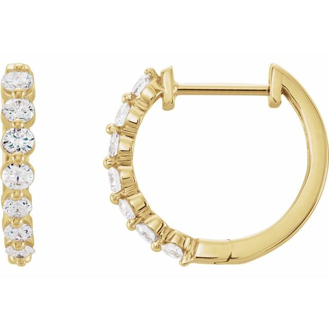 14K Yellow 1/2 CTW Diamond 15.25 mm Hoop Earrings 1
