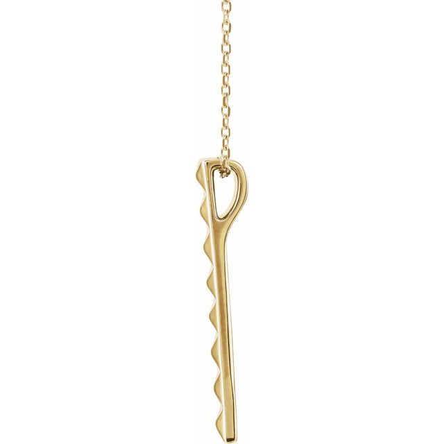 14K Yellow Pyramid Bar 16-18" Necklace 2