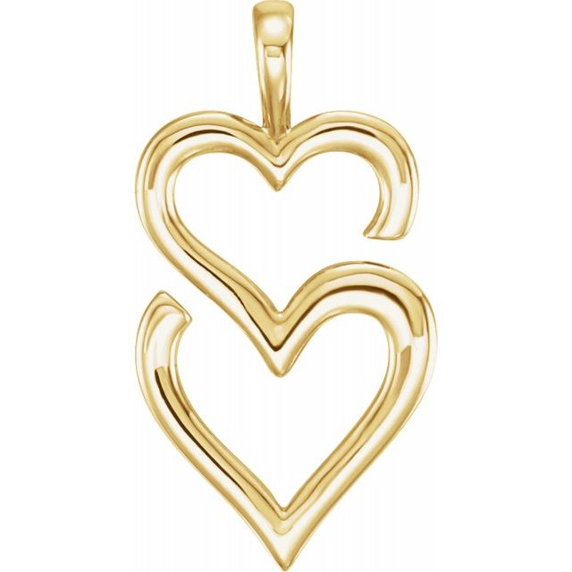 14K Yellow Double Heart Pendant 1