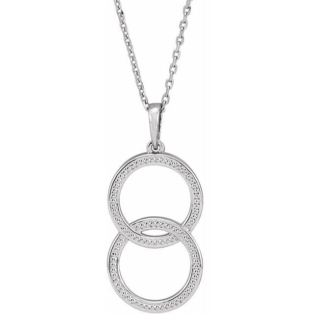 Sterling Silver Interlocking Beaded 16-18" Necklace 1