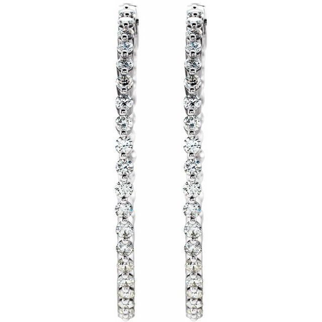 14K White 3 CTW Diamond Inside-Outside Hinged 41.9 mm Hoop Earrings 2
