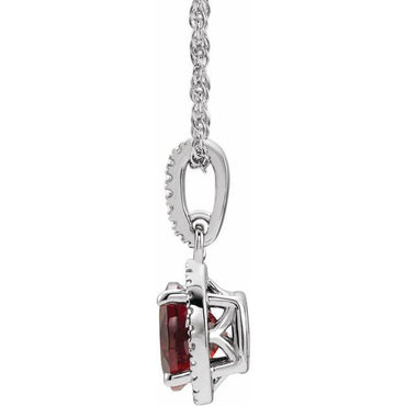 Sterling Silver Mozambique Garnet and .01 CTW Diamond 18" Necklace 2