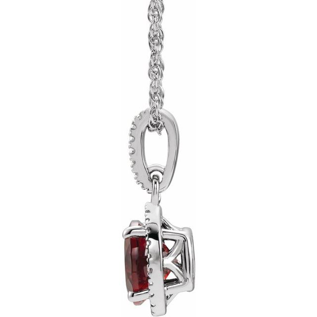 Sterling Silver Mozambique Garnet and .01 CTW Diamond 18" Necklace 2