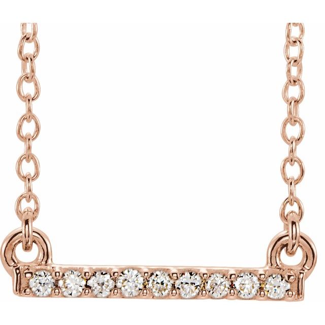 14K Rose .07 CTW Petite Diamond Bar 16-18" Necklace 1