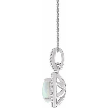 Sterling Silver Lab-Grown Opal & .01 CTW Diamond 18" Necklace 2