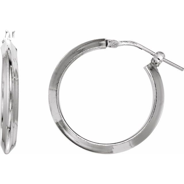 Sterling Silver 20 mm Round Knife Edge Tube Style Hoop Earrings 1