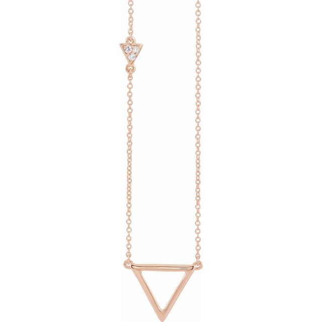 14K Rose .05 CTW Diamond Triangle 16-18" Necklace 1