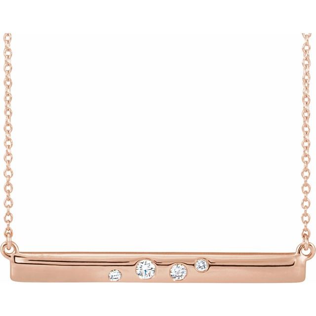 14K Rose 1/10 CTW Diamond Bar 16-18" Necklace 1