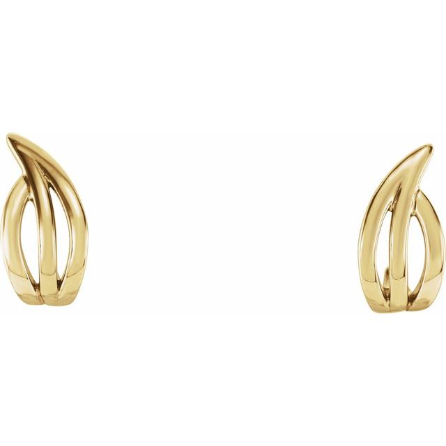 14K Yellow Freeform J-Hoop Earrings 2