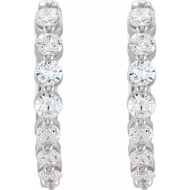 14K White 1/2 CTW Diamond 15.25 mm Hoop Earrings 2