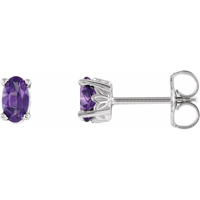 14K White Gold Natural Amethyst Earrings