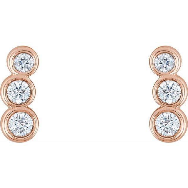 14K Rose .07 CTW Diamond Petite Ear Climbers 2