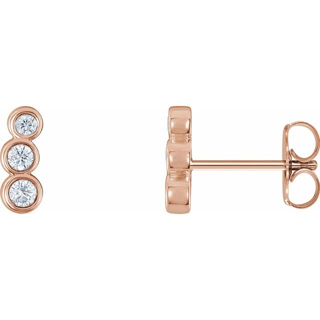 14K Rose .07 CTW Diamond Petite Ear Climbers 1