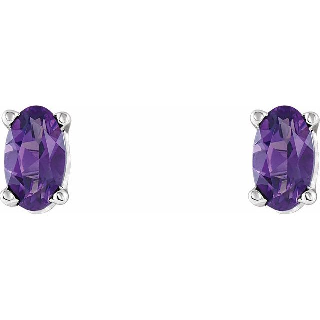 14K White Gold Natural Amethyst Earrings