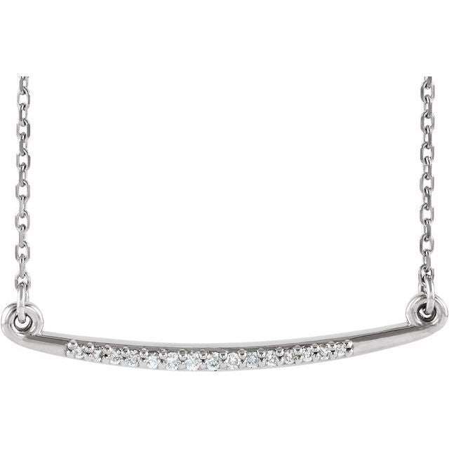 Sterling Silver .05 CTW Diamond Curved Bar 16-18" Necklace 1