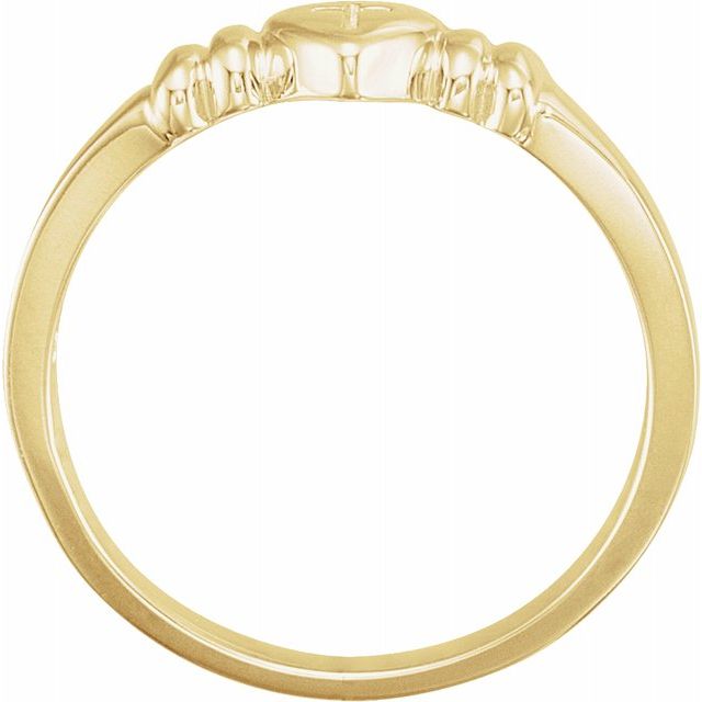 14K Yellow Heart & Cross Chastity Ring Size 5 2