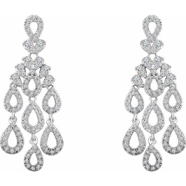 14K White 7/8 CTW Diamond Dangle Earrings 2