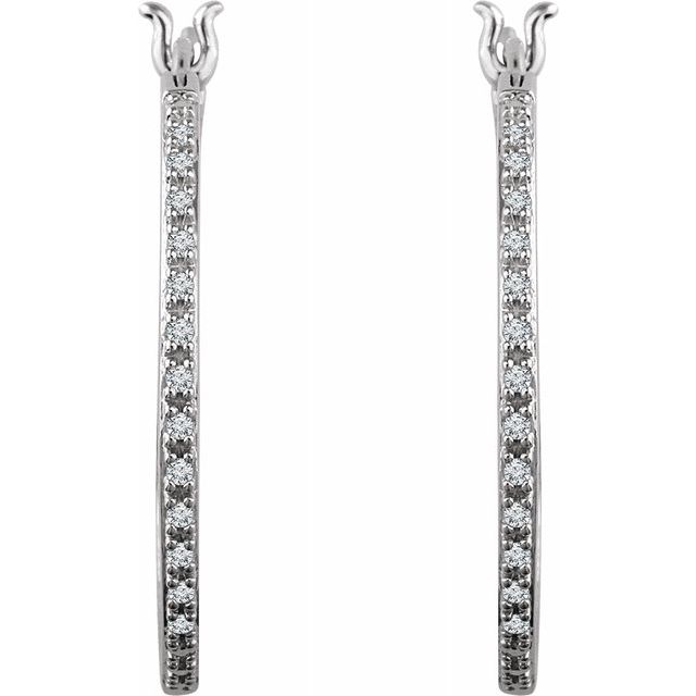 14K White 1/4 CTW Diamond Hoop Earrings 2