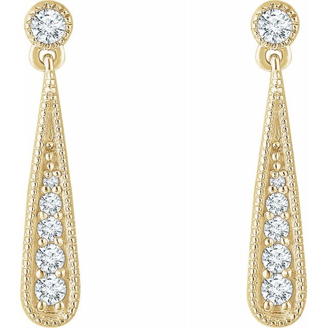 14K Yellow 1/6 CTW Diamond Teardrop Earrings 2