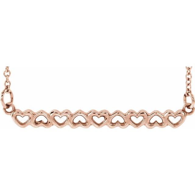 14K Rose Heart Bar 16-18" Necklace 1