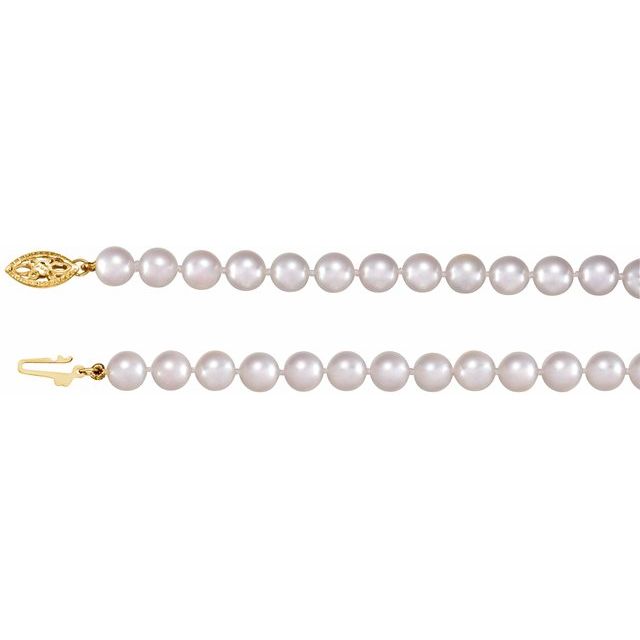 14K Yellow 6-6.5 mm Akoya Cultured Pearl 24" Strand 2