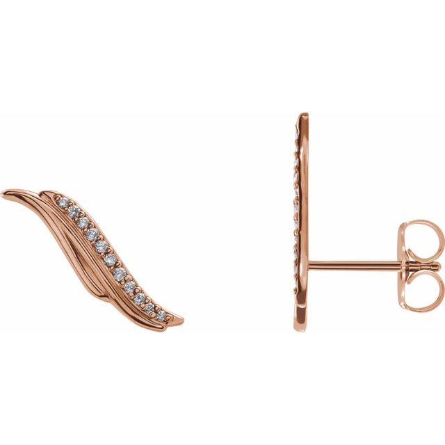 14K Rose .06 CTW Diamond Ear Climbers 1