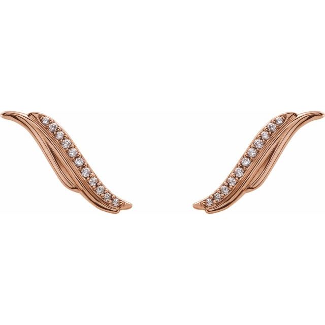 14K Rose .06 CTW Diamond Ear Climbers 2