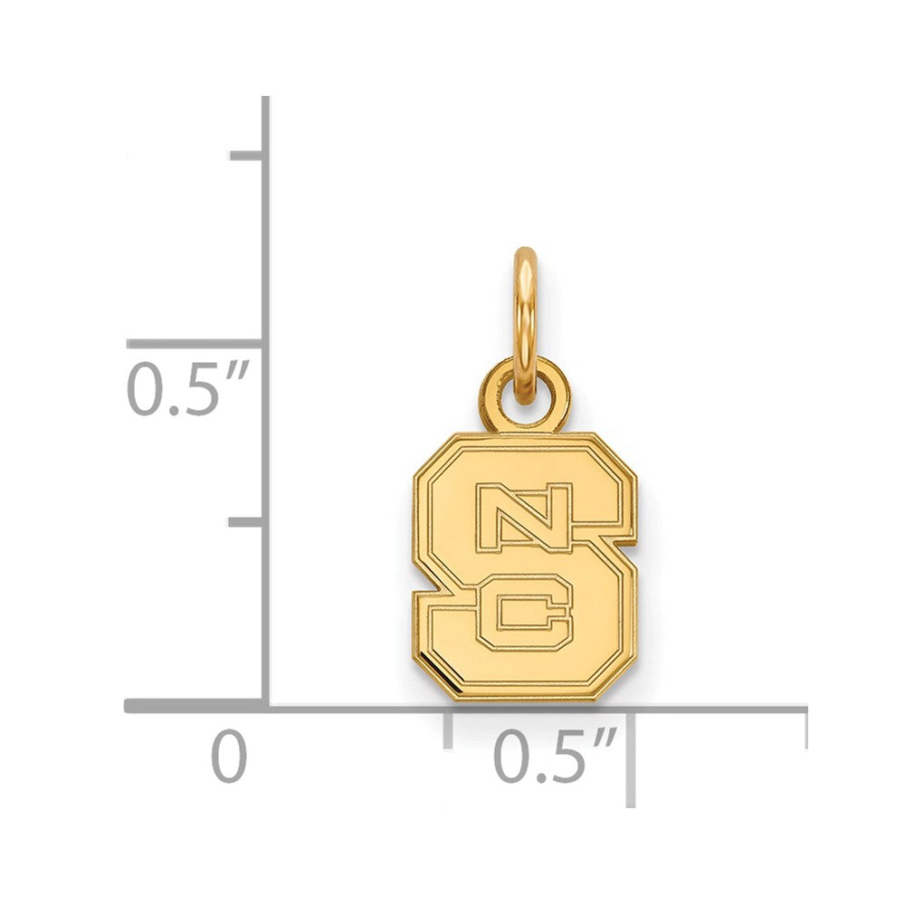 Sterling Silver Gold-plated LogoArt North Carolina State University N-C-S Extra Small Pendant