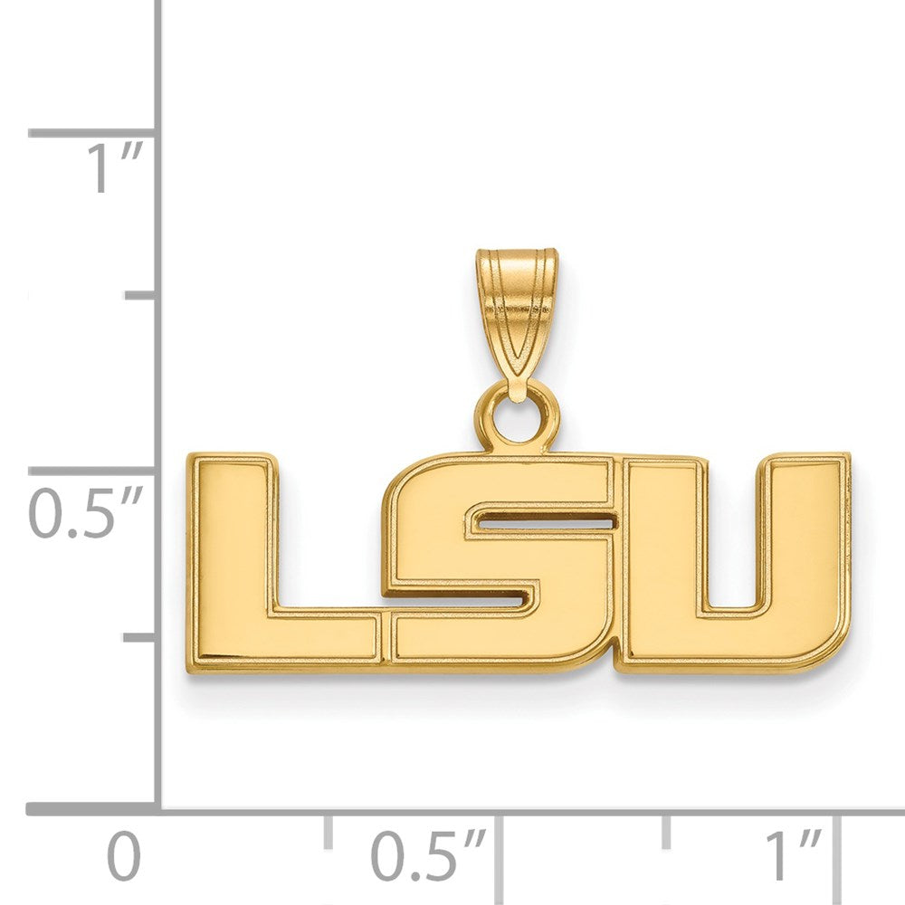 Sterling Silver Gold-plated LogoArt Louisiana State University L-S-U Small Pendant