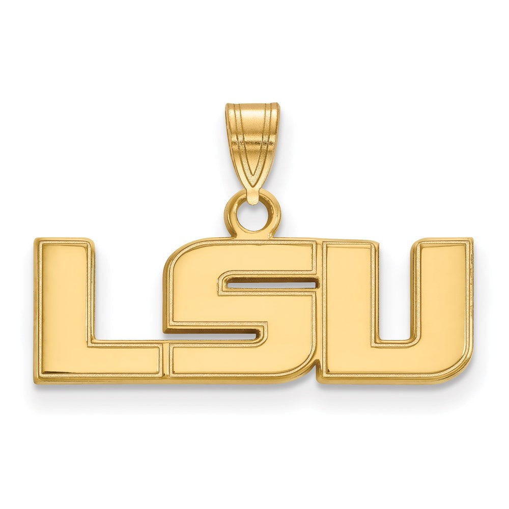 Sterling Silver Gold-plated LogoArt Louisiana State University L-S-U Small Pendant