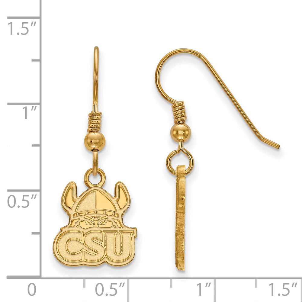 Sterling Silver Gold-plated LogoArt Cleveland State University Small Dangle Wire Earrings