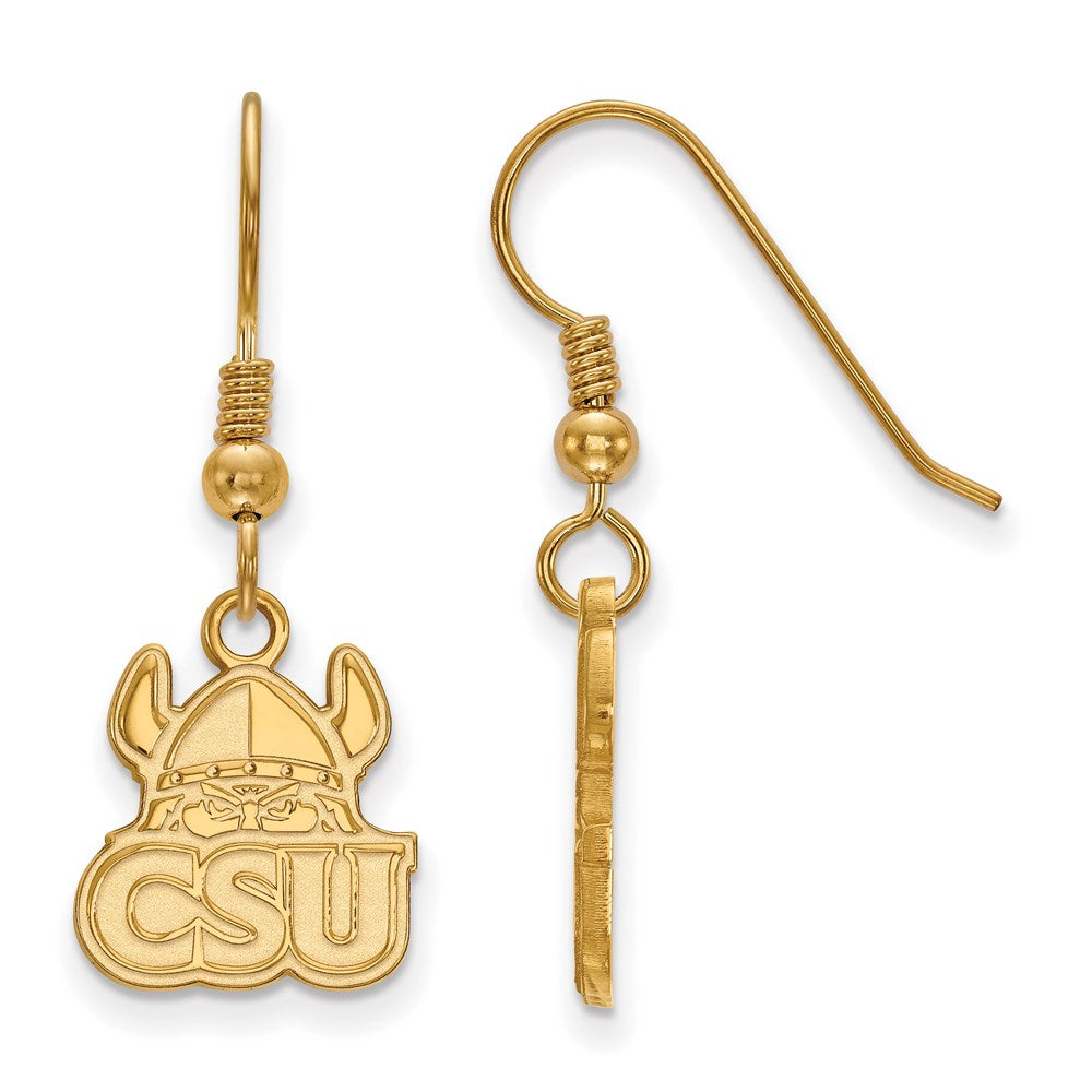 Sterling Silver Gold-plated LogoArt Cleveland State University Small Dangle Wire Earrings