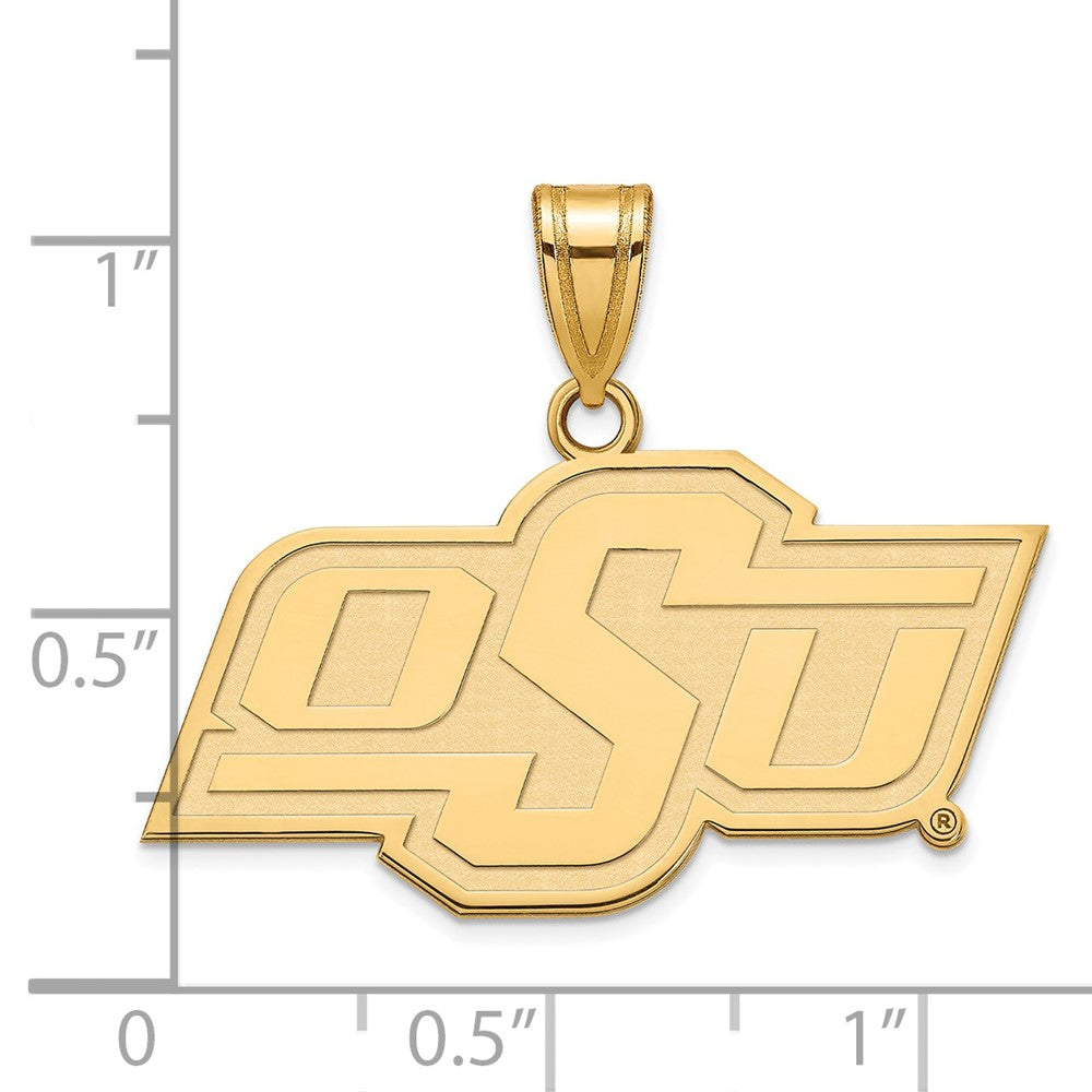 Sterling Silver Gold-plated LogoArt Oklahoma State University O-S-U Medium Pendant