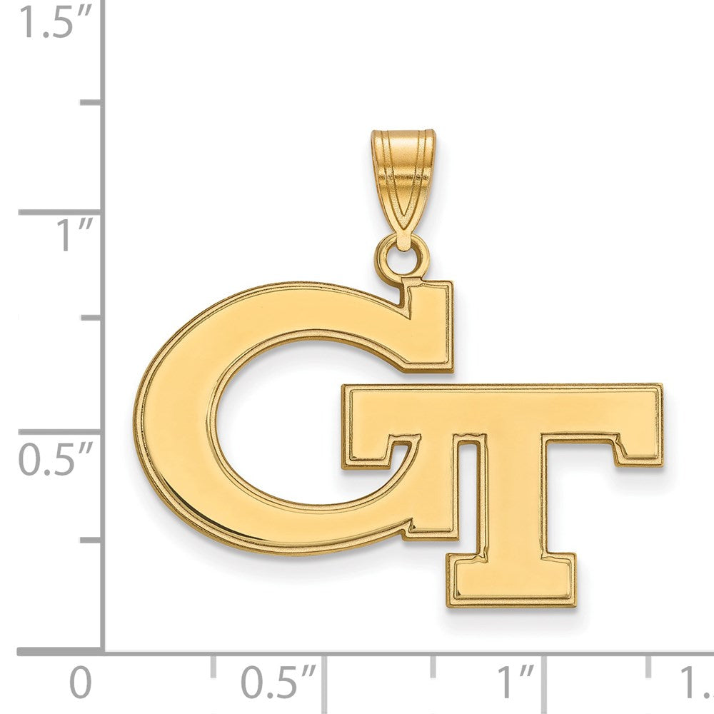 Sterling Silver Gold-plated LogoArt Georgia Institute of Technology G-T Large Pendant