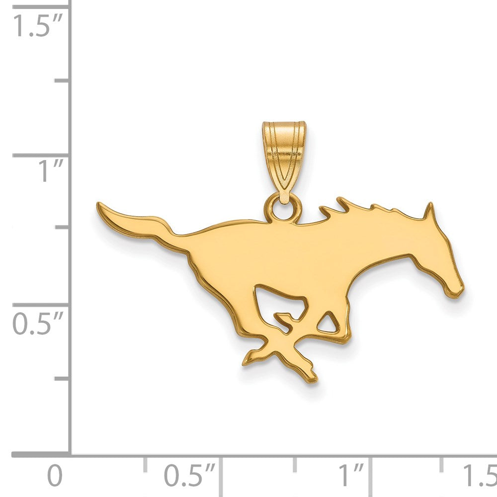 Sterling Silver Gold-plated LogoArt Southern Methodist University Mustang Large Pendant