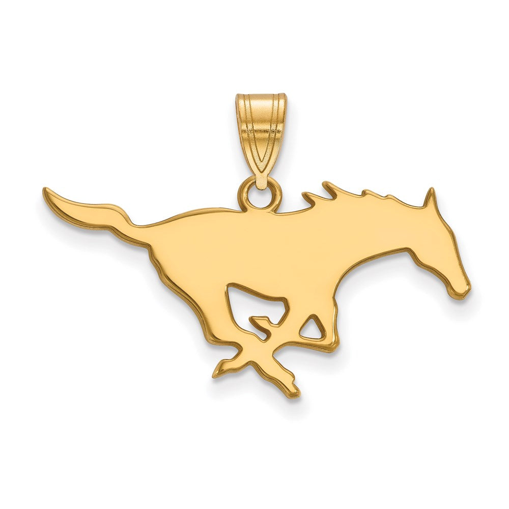 Sterling Silver Gold-plated LogoArt Southern Methodist University Mustang Large Pendant