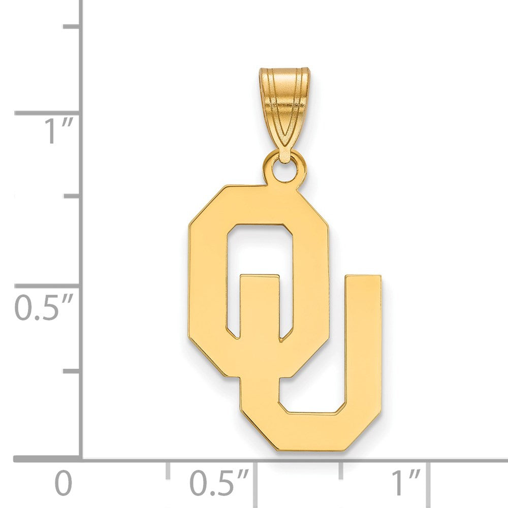 Sterling Silver Gold-plated LogoArt University of Oklahoma O-U Large Pendant