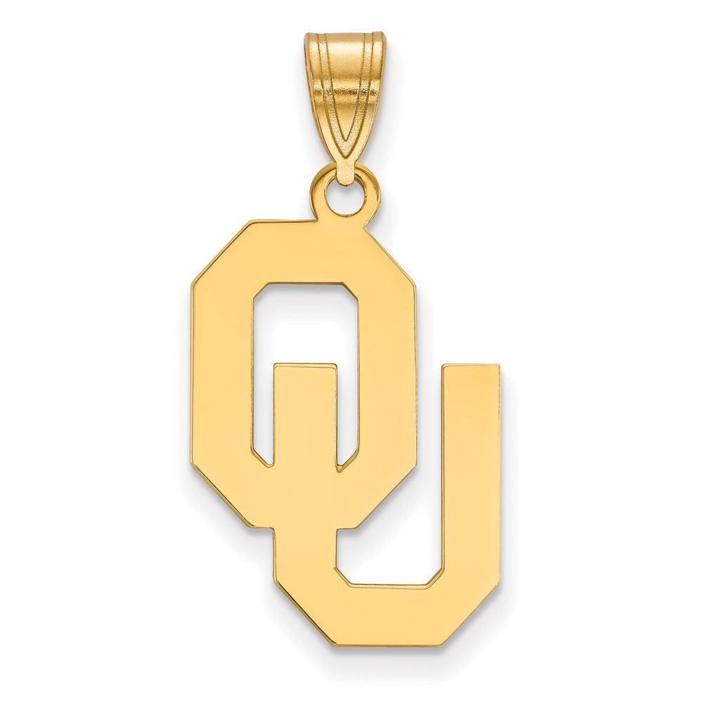 Sterling Silver Gold-plated LogoArt University of Oklahoma O-U Large Pendant